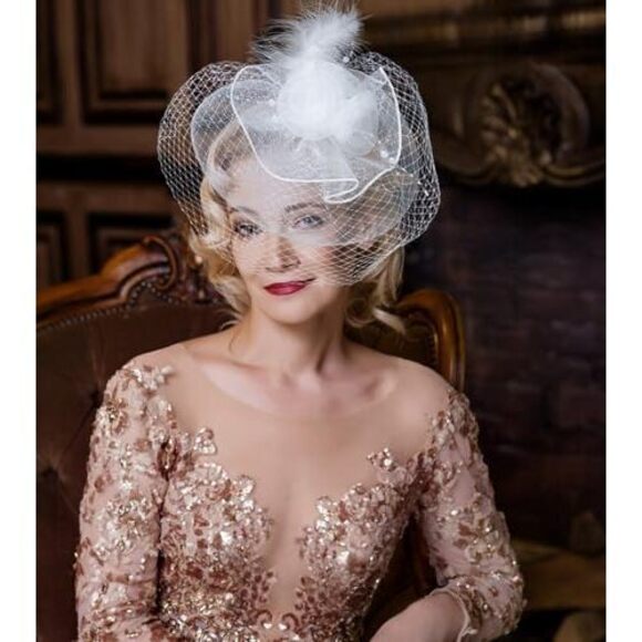 Fascinators Derby Hat Womens Tea Party Hat With Mesh Church Flower Headband 3877